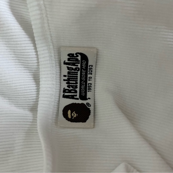 BAPE Women's sz S White Long Ribbed Tank Top Red Bapesta Star Bathing Ape Japan - Picture 6 of 10